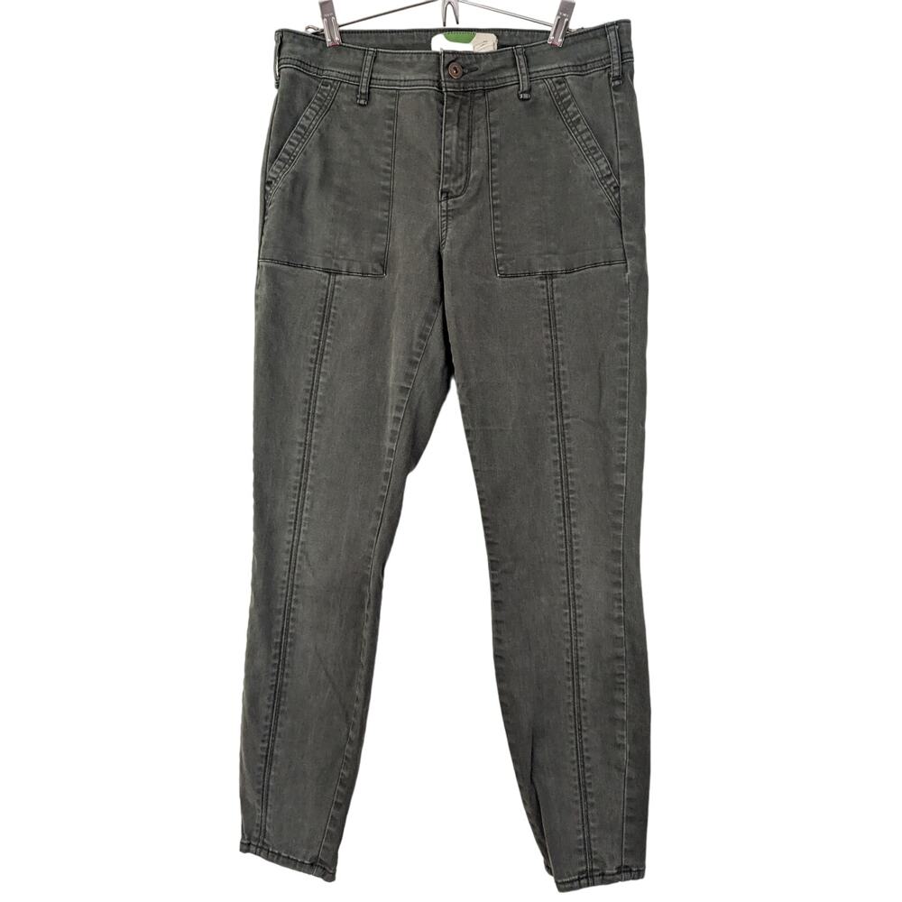 Anthropologie Womens Jefferson Khaki Green Slim Utility Pants Size 29